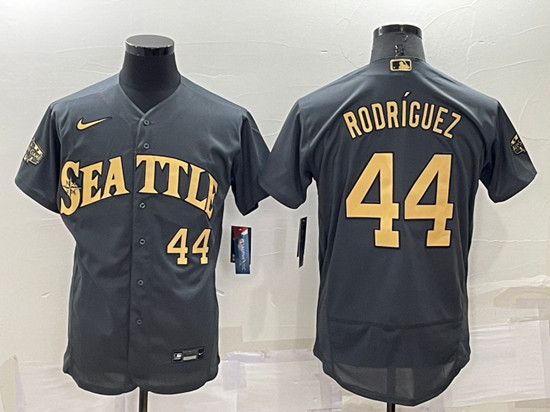 Men's Seattle Mariners #44 Julio Rodr??guez 2022 All-Star Charcoal Flex Base Stitched Jersey